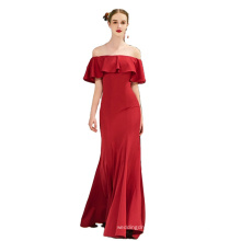 HQ314 New Burgundy Women Dress Customized 2020 evening dress Ruffles Off Shoulder Long Elegant Mermaid Evening Dress Luxurious